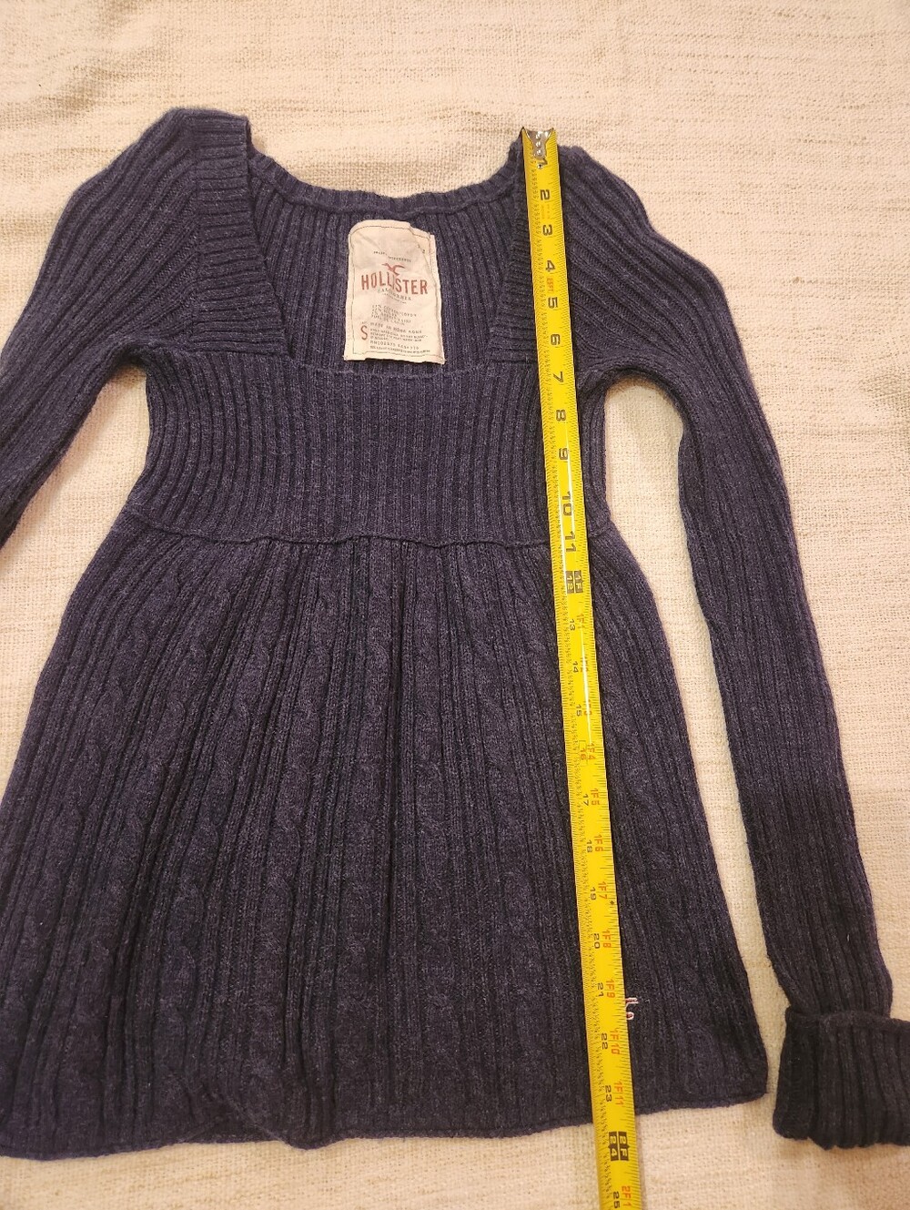 Hollister Navy Ribbed Babydoll Peplum Soft Knit Sweater - Picture 4 of 6